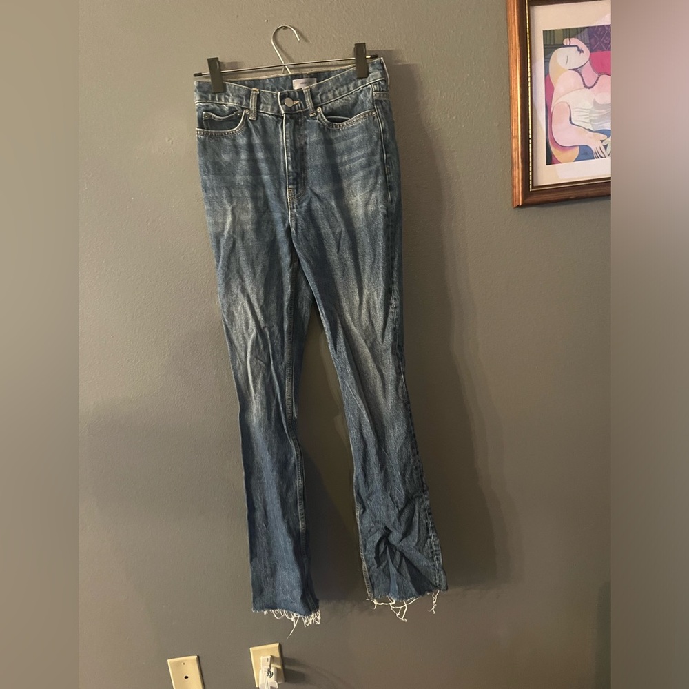 Anine Bing Distressed Blue Wide Leg Jeans
